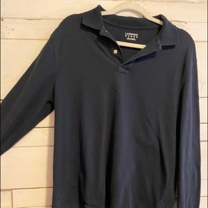 Long sleeve collared navy blue